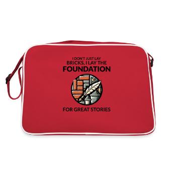 Bricklayer Chronicles: Crafting Stories in Bricks - Retro Bag - red/white - Back