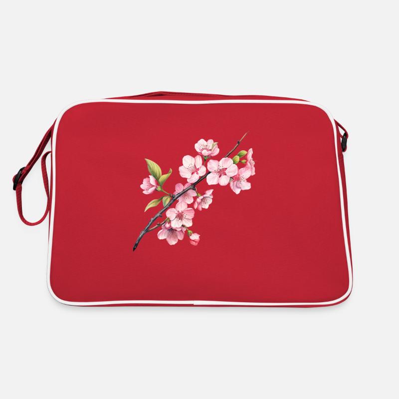 Sakura-Frühling - Retro Tasche - Rot/Weiß