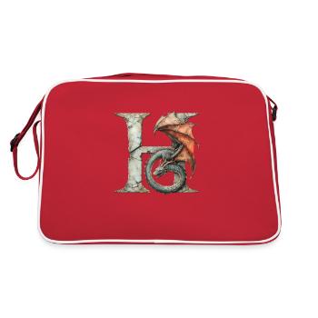 Lettre « H » en forme de dragon. - Sac Retro - rouge/blanc - Dos