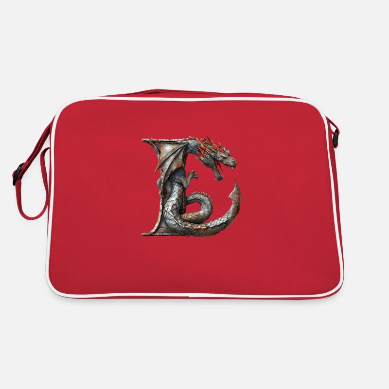 Buchstabe "L" im Drachendesign. - Retro Tasche - Rot/Weiß