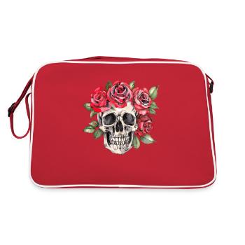Crâne avec des roses rouges - Sac Retro - rouge/blanc - Dos