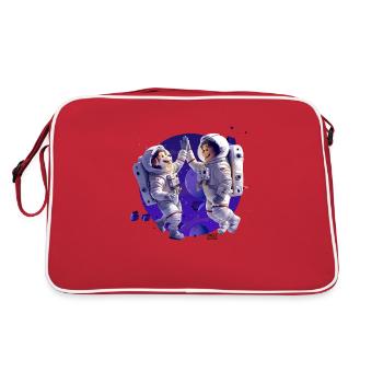 Willkommen im Weltraum! - Retro Tasche - Rot/Weiß - Hinten