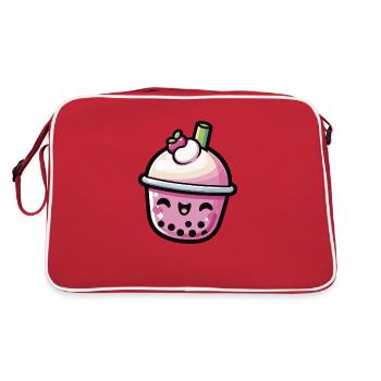 Cute Kawaii Boba milk Tea - 1 - Retro Bag - red/white - Back