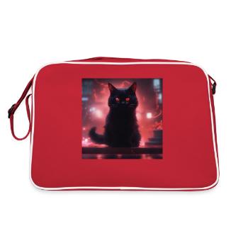 Flammenkatze - Retro Tasche - Rot/Weiß - Hinten