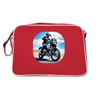 Motorcycle under blue sky - Retro Bag - red/white - Back