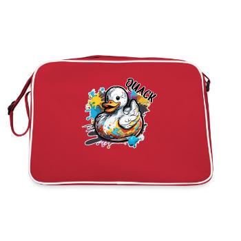 Gummiente / Badeente / Wasser / Badewanne - Retro Tasche - Rot/Weiß - Hinten