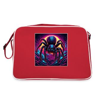 Spinne / Netz / Haustier / Kriechtier / Achtbeiner - Retro Tasche - Rot/Weiß - Hinten