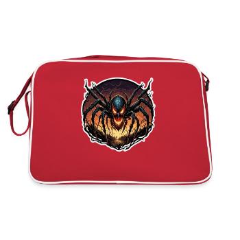 Spinne / Netz / Haustier / Kriechtier / Achtbeiner - Retro Tasche - Rot/Weiß - Hinten