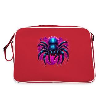 Spinne / Netz / Haustier / Kriechtier / Achtbeiner - Retro Tasche - Rot/Weiß - Hinten
