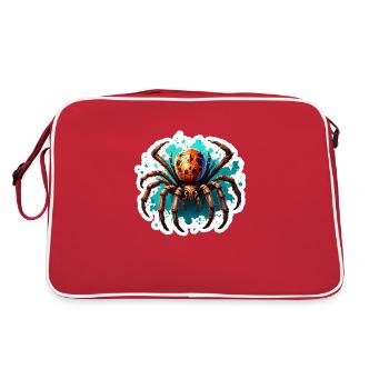 Spinne / Netz / Haustier / Kriechtier / Achtbeiner - Retro Tasche - Rot/Weiß - Hinten