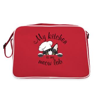 Ma cuisine est mon laboratoire de miaulement - Sac Retro - rouge/blanc - Dos