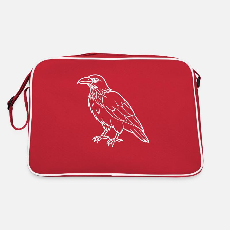 Rabe in weiß Retro Tasche