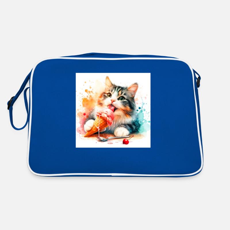 Chaton mangeant de la crème glacée Sac Retro