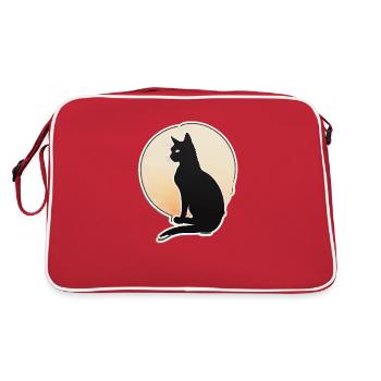 Cat Silhouette - Retro Bag - red/white - Back