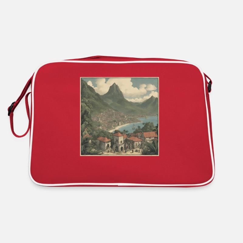 Tropical seaside village Retro Bag