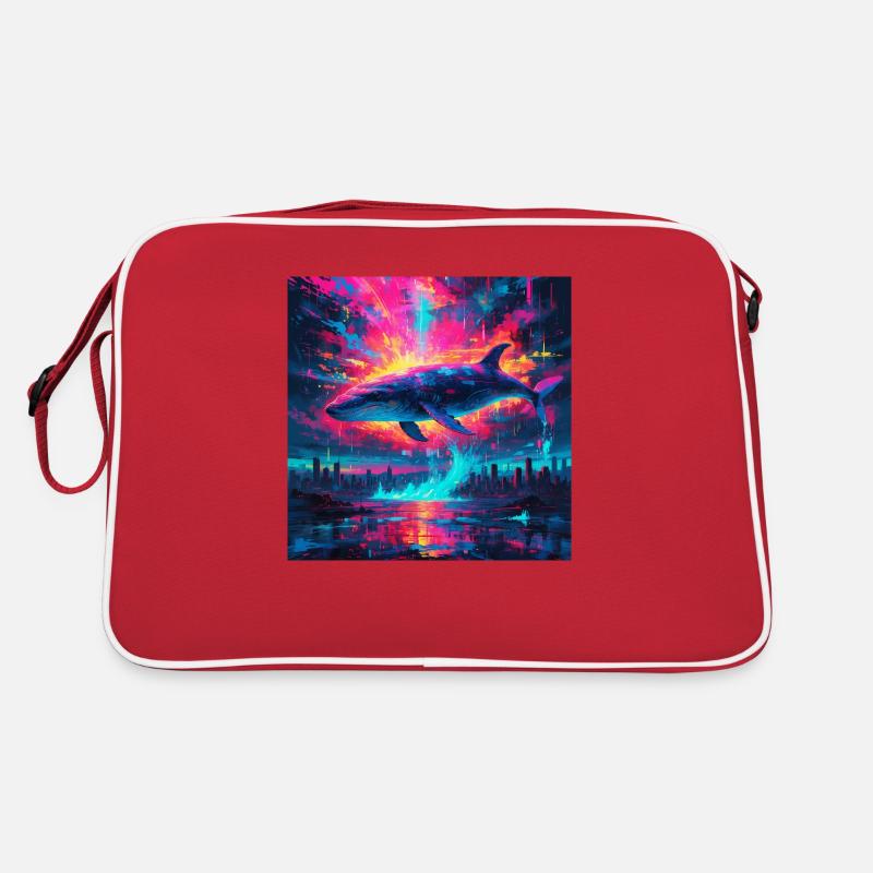 Neon Blauwal - Retro Tasche - Rot/Weiß