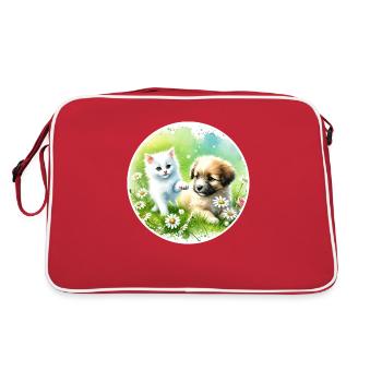 Dog and cat in harmony - Retro Bag - red/white - Back