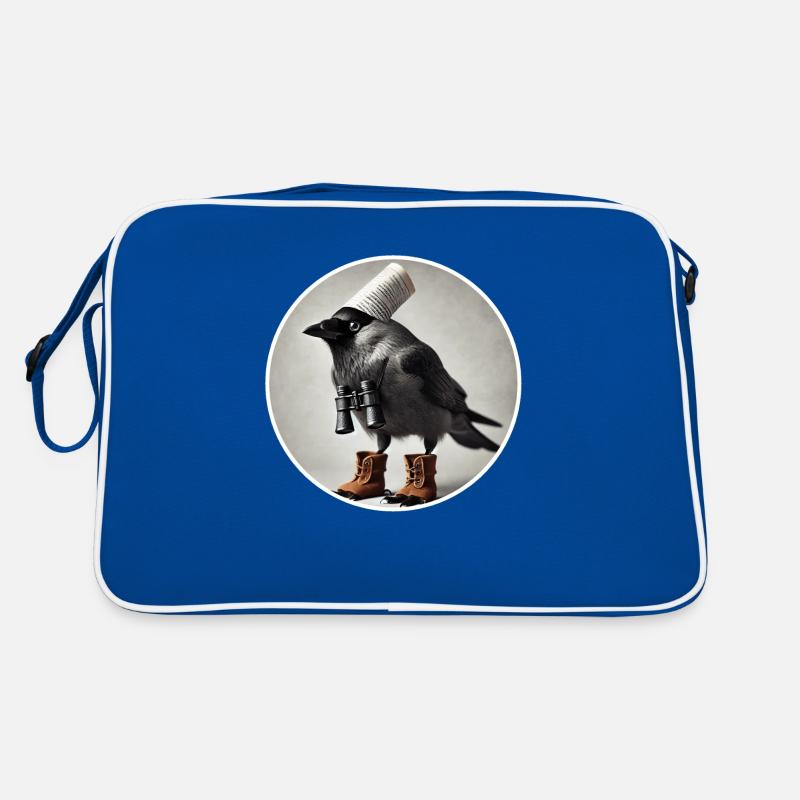 Jackdaw with binoculars Retro Bag