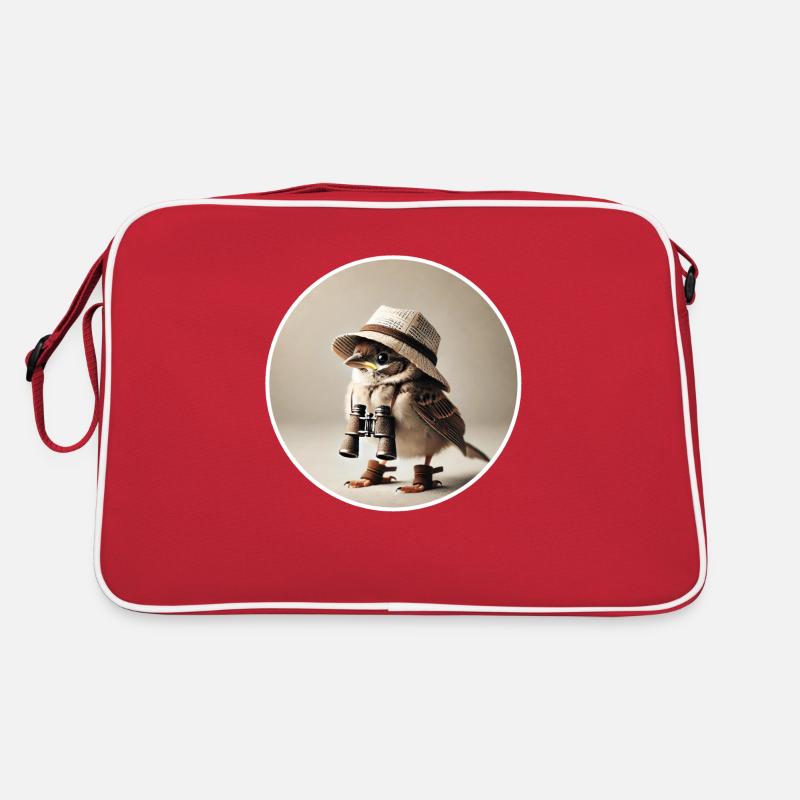 Sparrow with binoculars and hat Retro Bag
