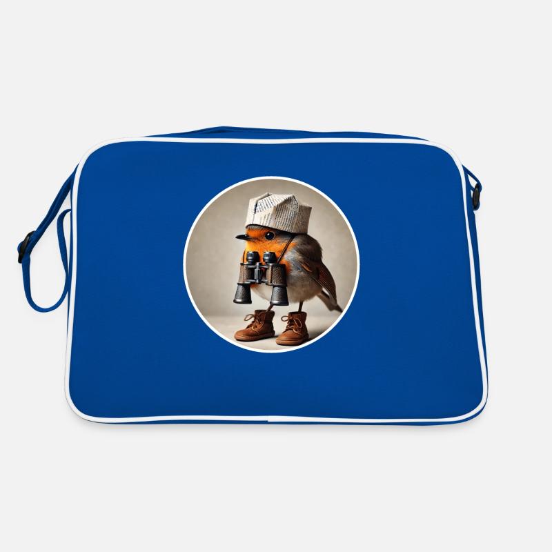 Robin with newspaper hat and binoculars Retro Bag