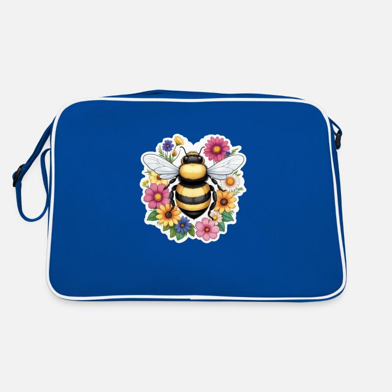 Biene mit Blümchen Retro Tasche