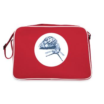 snail with shadow scribble art - Retro Tasche - Rot/Weiß - Hinten