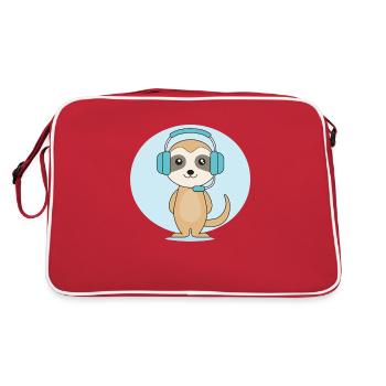 Meerkat with headset - Retro Bag - red/white - Back