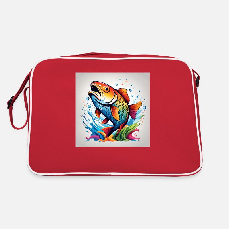Forelle Fisch farbig Retro Tasche