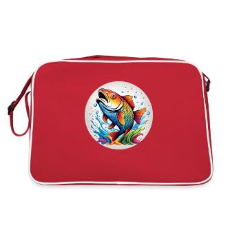 Fish Round Batch - Retro Bag - red/white - Back