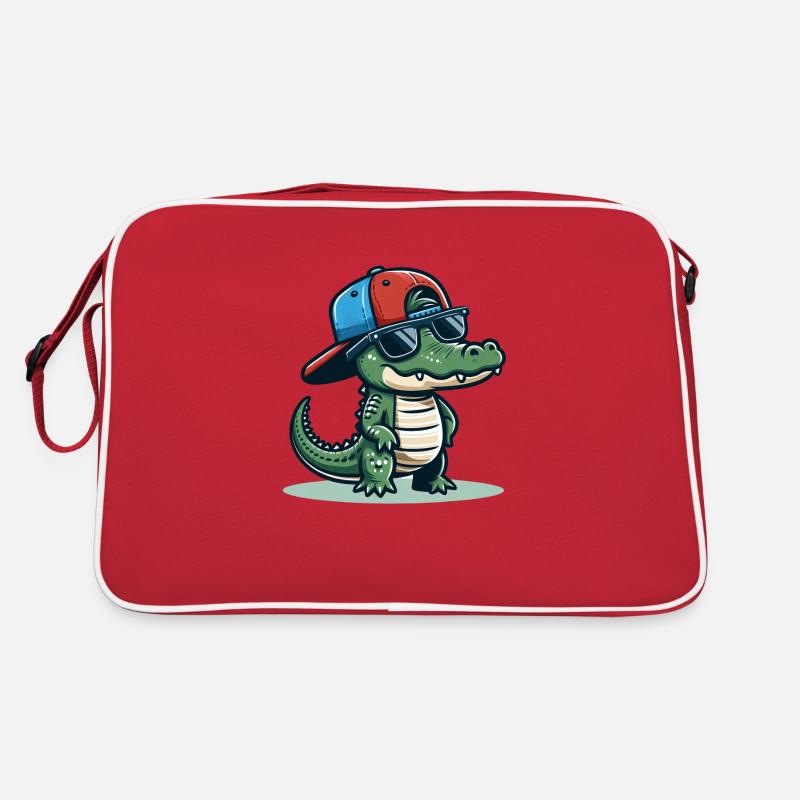 Crocodile with Basecap and Sunglasses - Krokodil Retro Tasche