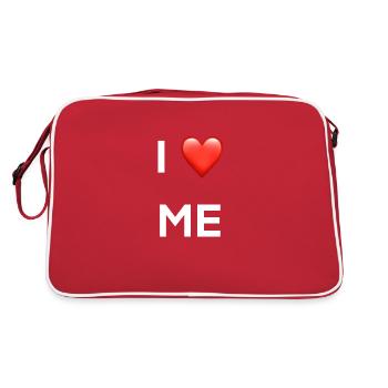 I Love Me, self-love, enough self-confidence, courage - Retro Bag - red/white - Back