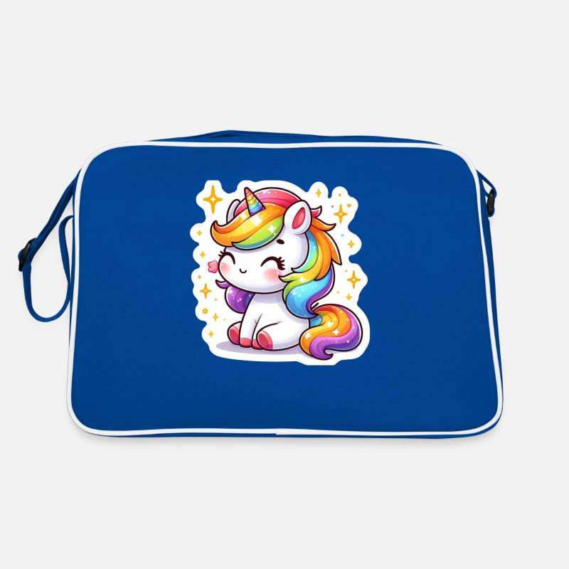 Regenbogen-Einhorn Retro Tasche