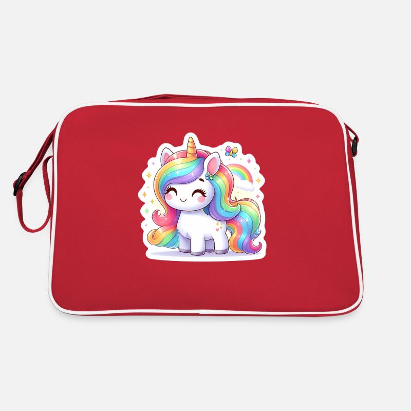 Rainbow Unicorn - Retro Bag - red/white