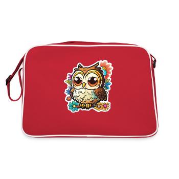 hibou mignon mascotte kawaii - Sac Retro - rouge/blanc - Dos