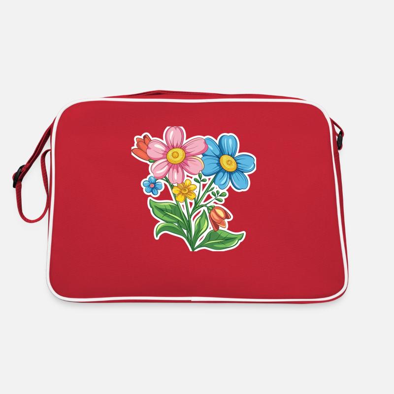 Blumen - Retro Tasche - Rot/Weiß