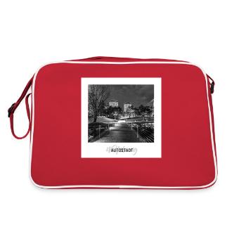 Wolfsburg bei Nacht - Retro Tasche - Rot/Weiß - Hinten