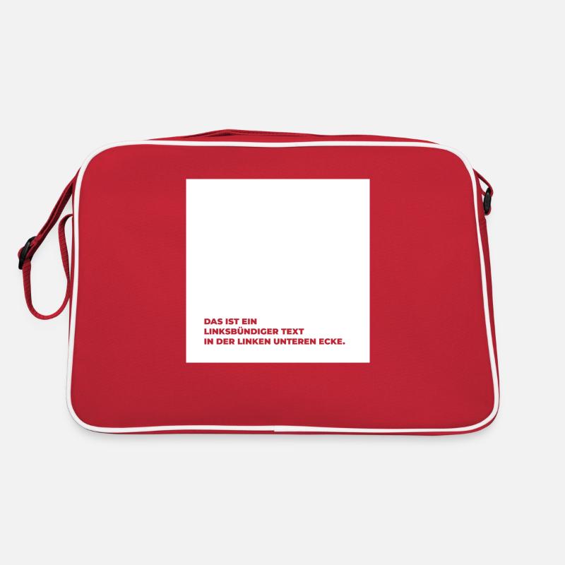 Das ist ein linksbündiger Text in der linken … Retro Tasche