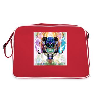 Totenkopf hell - Retro Tasche - Rot/Weiß - Hinten