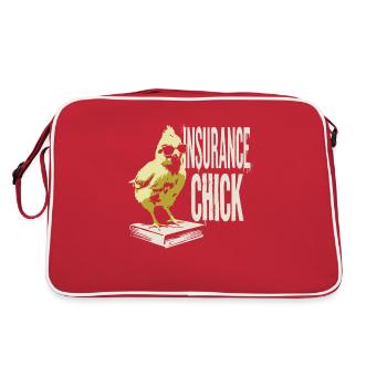 Selbstbewusstes Statement für Versicherungsfrauen - Retro Tasche - Rot/Weiß - Hinten