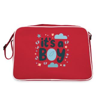 It's a Boy - weiches und festliches Design - Retro Tasche - Rot/Weiß - Hinten