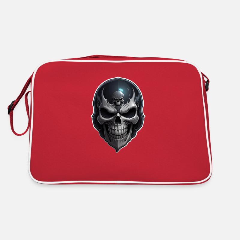 Totenkopf Skull - Retro Tasche - Rot/Weiß