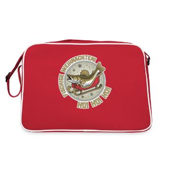 Fischige Weihnachten – Ho! Ho! Ho! - Retro Tasche - Rot/Weiß - Hinten
