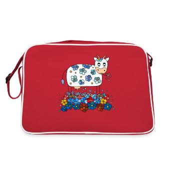 Kuh - Retro Tasche - Rot/Weiß - Hinten