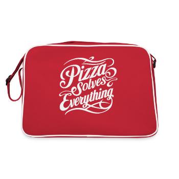 Pizza solves everything - Retro Bag - red/white - Back