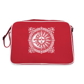 Sun and moon with face - Retro Bag - red/white - Back