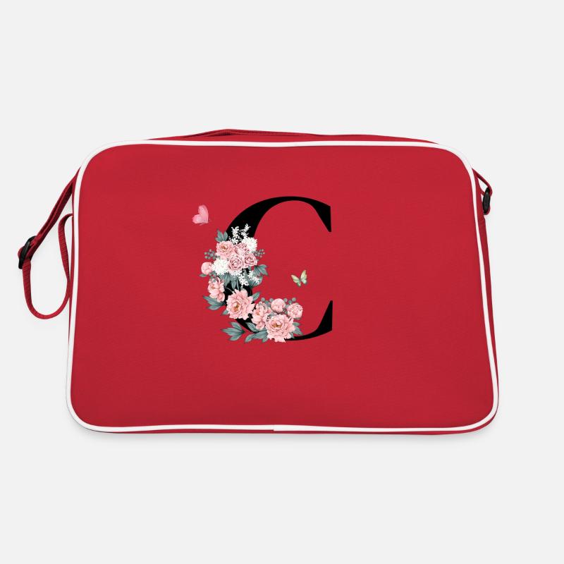 Lettre c fleurs rose Sac Retro