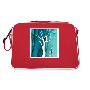 White Tree with Abstract Marble Background - Retro Bag - red/white - Back