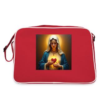 Stechpalme Maria Maria Madonna Mariana Jungfrau Maria Heilig - Retro Tasche - Rot/Weiß - Hinten