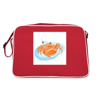 Orangen-Strandkrabbe - Retro Tasche - Rot/Weiß - Hinten