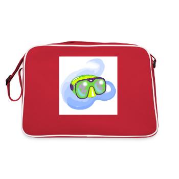 Taucherbrillen - Retro Tasche - Rot/Weiß - Hinten